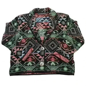 Vintage 90s Women's Medium Multicolor Southwestern Aztec Tapestry Blazer Jacket